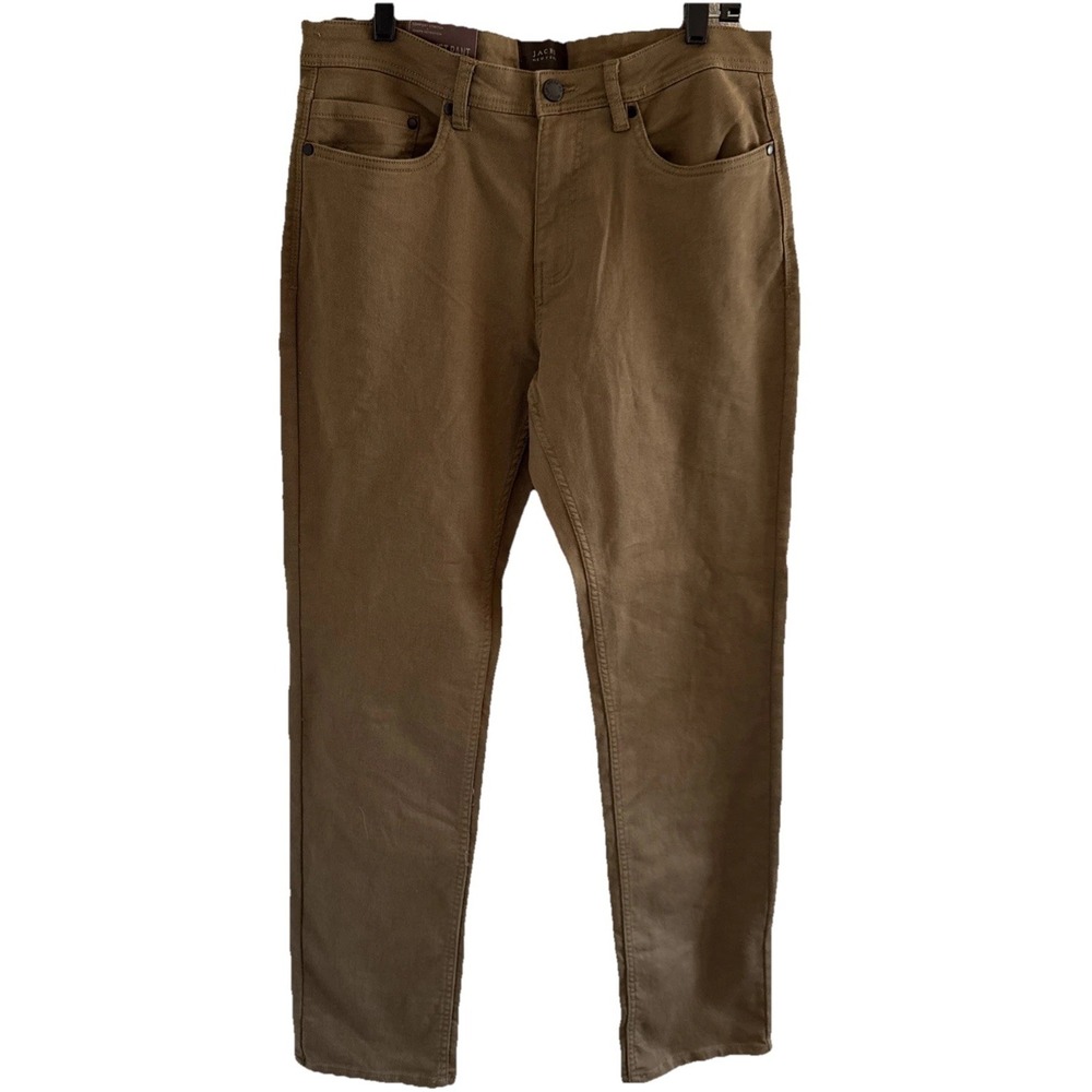 NEW Jachs New York Mens 32x 34 Tan Straight Fit 5-Pocket Pants Mid Rise Khaki